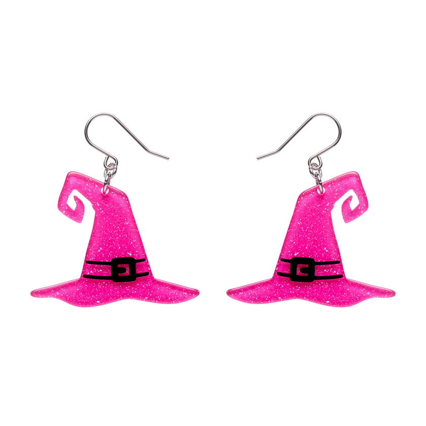 Witch's Hat Drop Earrings - Pink