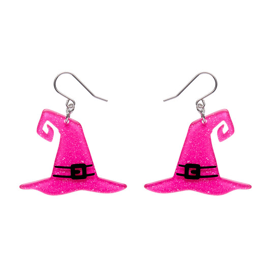 Witch's Hat Drop Earrings - Pink