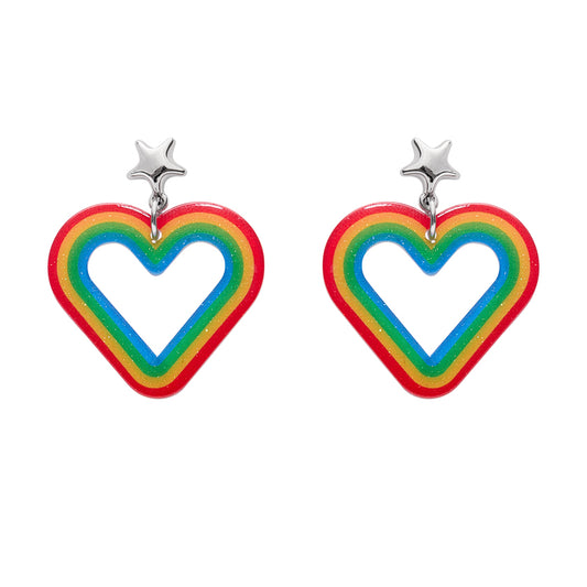 Heart Rainbow Stud Drop Earrings