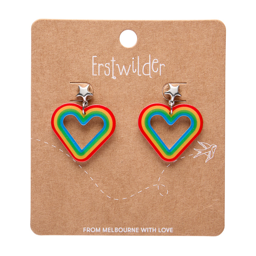 Heart Rainbow Stud Drop Earrings