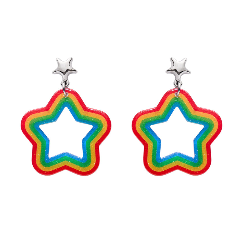 Star Rainbow Stud Drop Earrings
