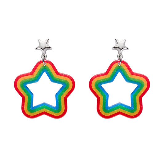 Star Rainbow Stud Drop Earrings