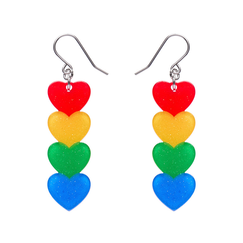 Rainbow Hearts Drop Earrings