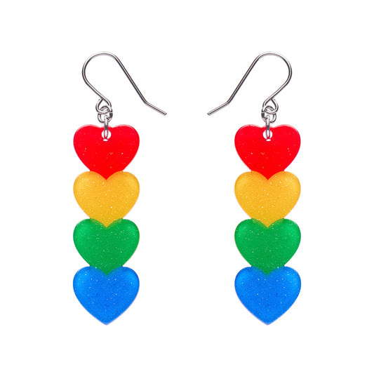 Rainbow Hearts Drop Earrings