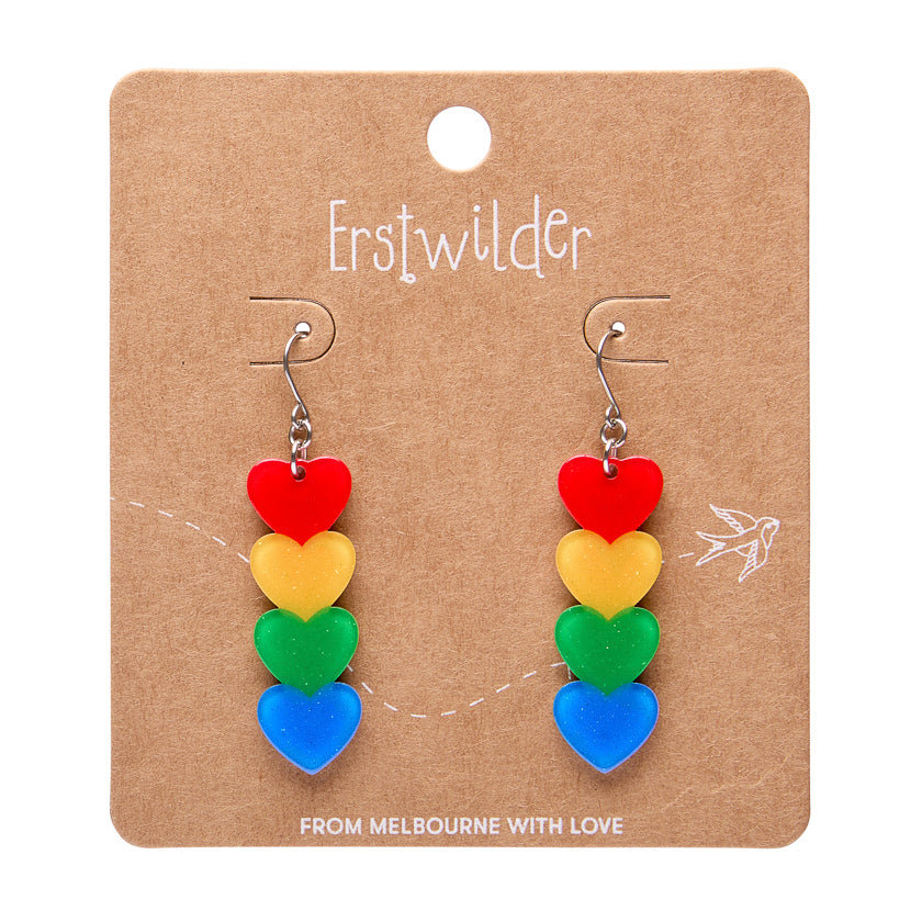 Rainbow Hearts Drop Earrings