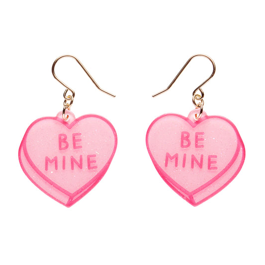 Candy Heart Drop Earrings - Pink