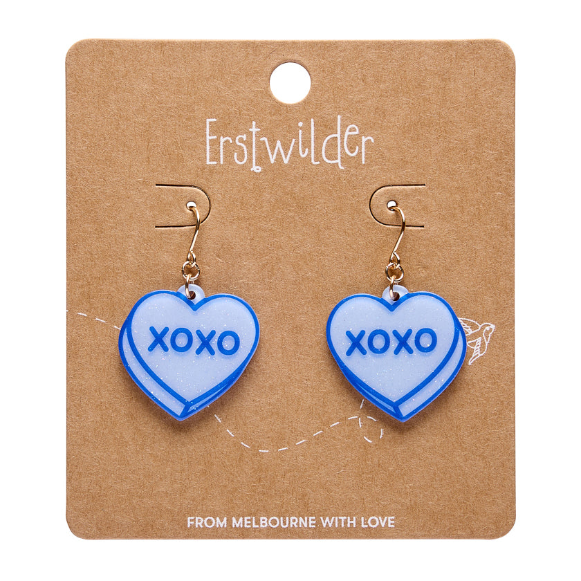 Candy Heart Drop Earrings - Blue