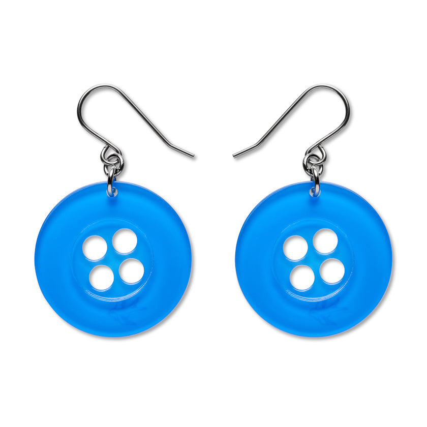 Blue Button Drop Earrings - Erstwilder Essentials