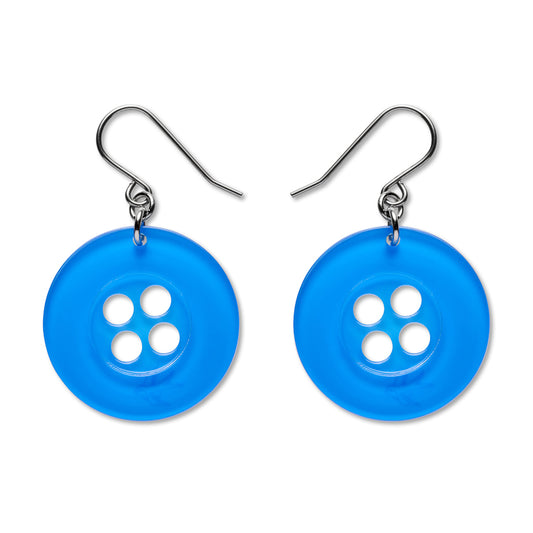 Blue Button Drop Earrings - Erstwilder Essentials