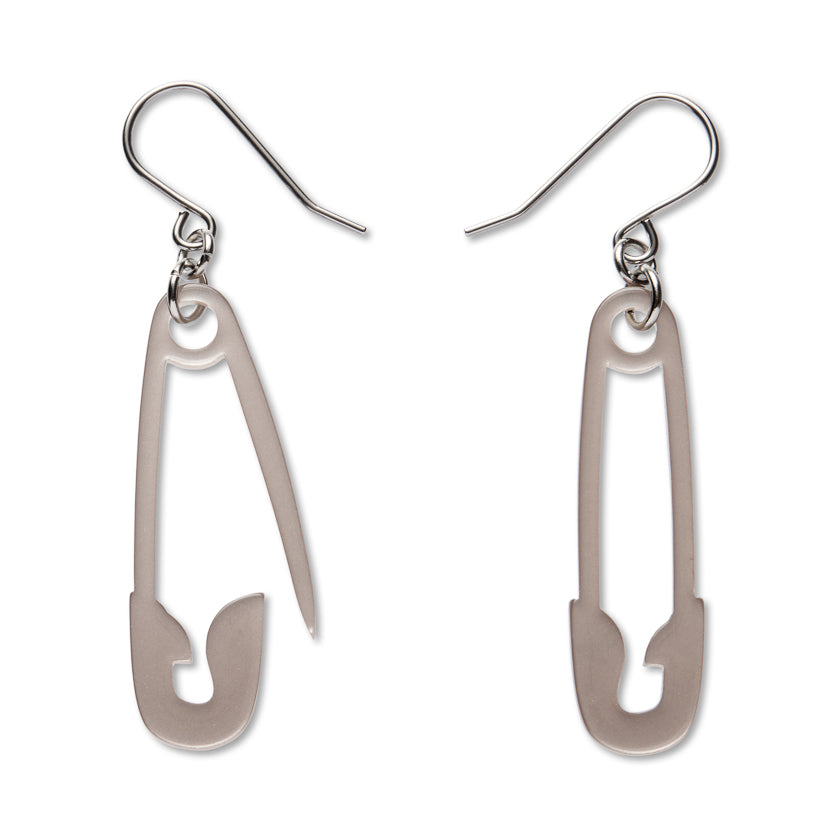 Silver Safety Pin Drop Earrings - Erstwilder Essentials