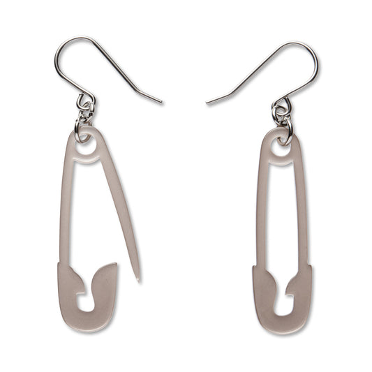 Silver Safety Pin Drop Earrings - Erstwilder Essentials