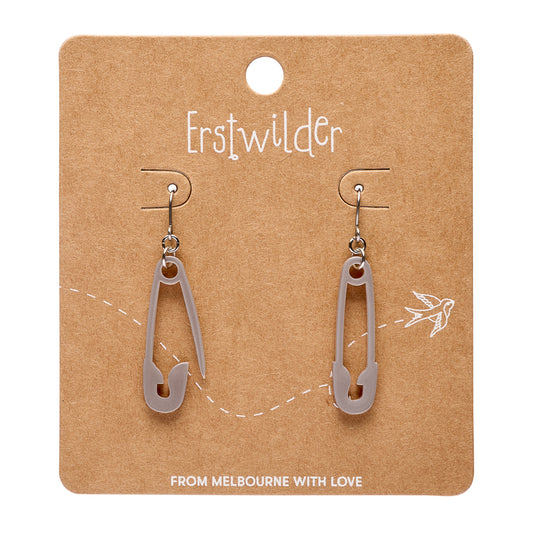 Silver Safety Pin Drop Earrings - Erstwilder Essentials