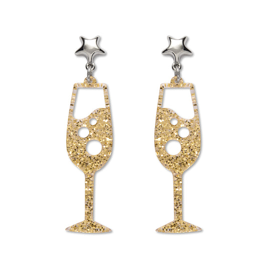 Champagne Bubbles Drop Earrings - Gold