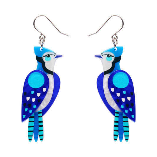 The Boisterous Blue Jay Drop Earrings
