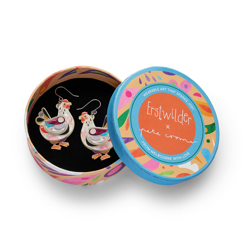 Clara the Chicken Drop Earrings