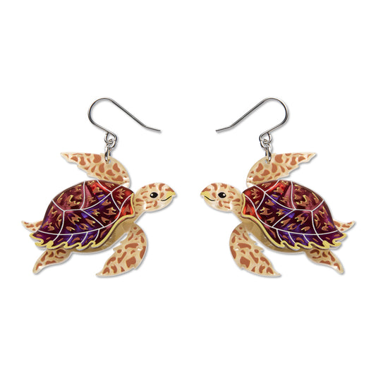 Hawksbill Turtle Drop Earrings