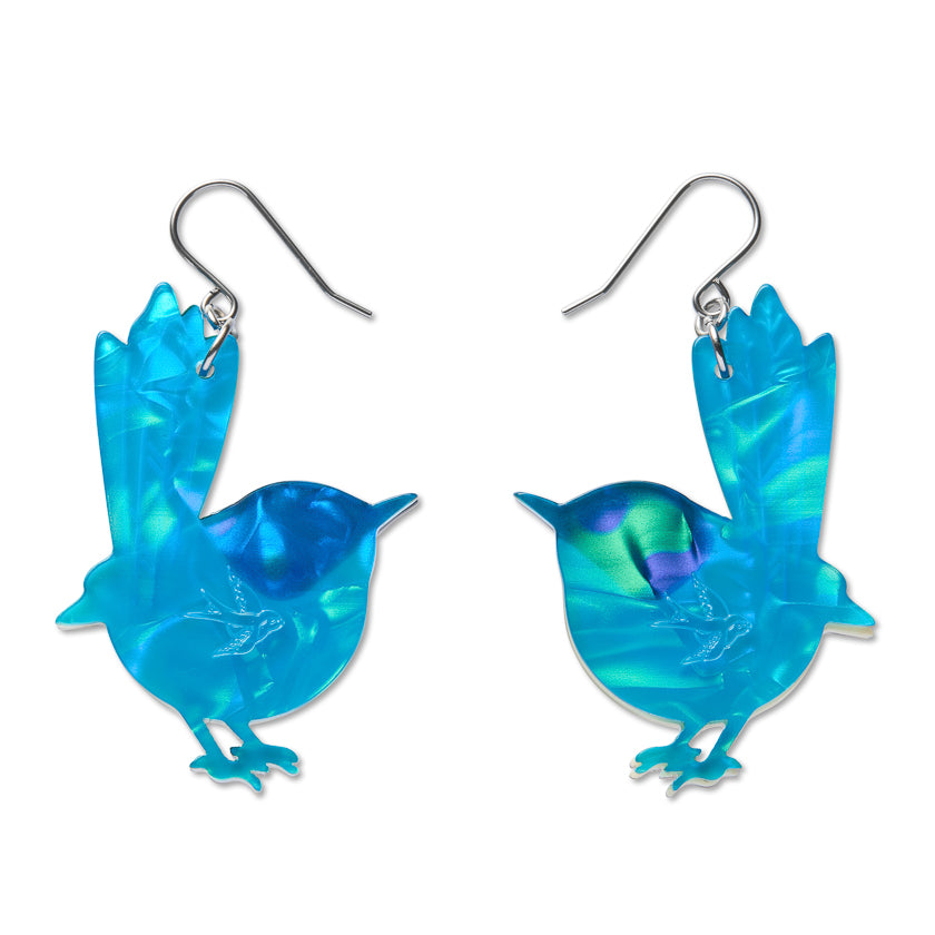 Purple-Crowned Fairy Wren Drop Earrings