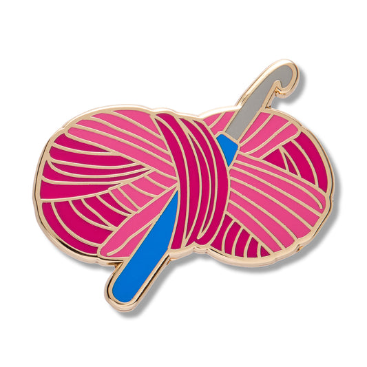 Hooked on Crochet Enamel Pin