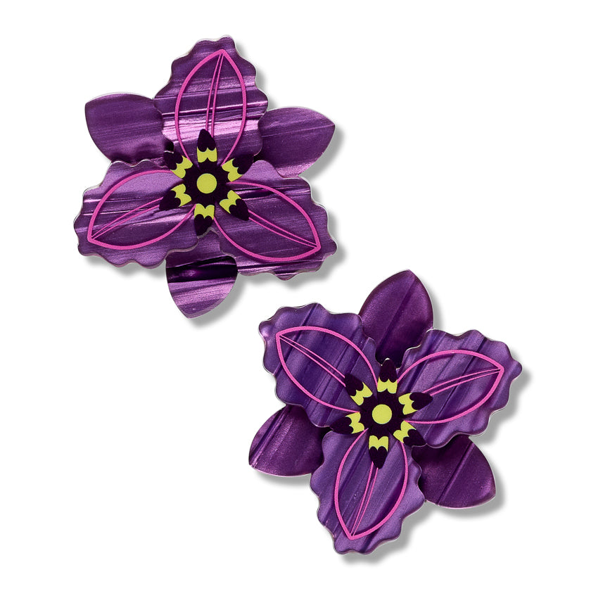 Chocolate Liily Hair Clips - 2 Piece