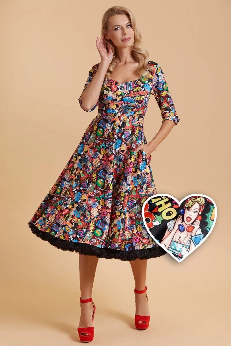 Scarlette Midi Dress ~  Pop Art