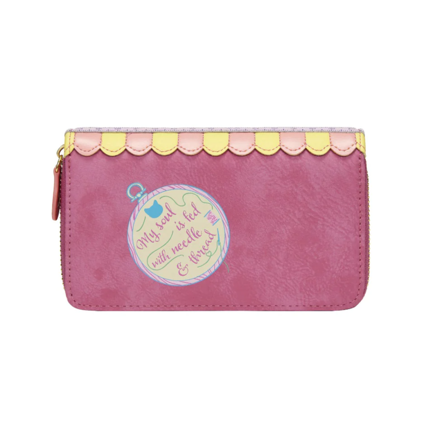 Sewing Shop (Raspberry) ~ Medium Ziparound Wallet