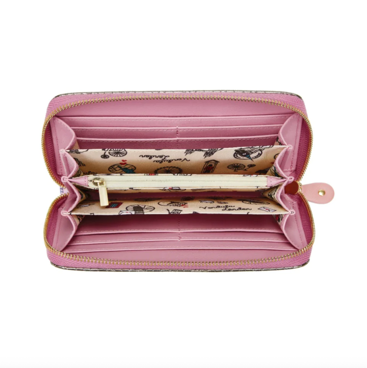 Sewing Shop (Raspberry) ~ Large Ziparound Wallet