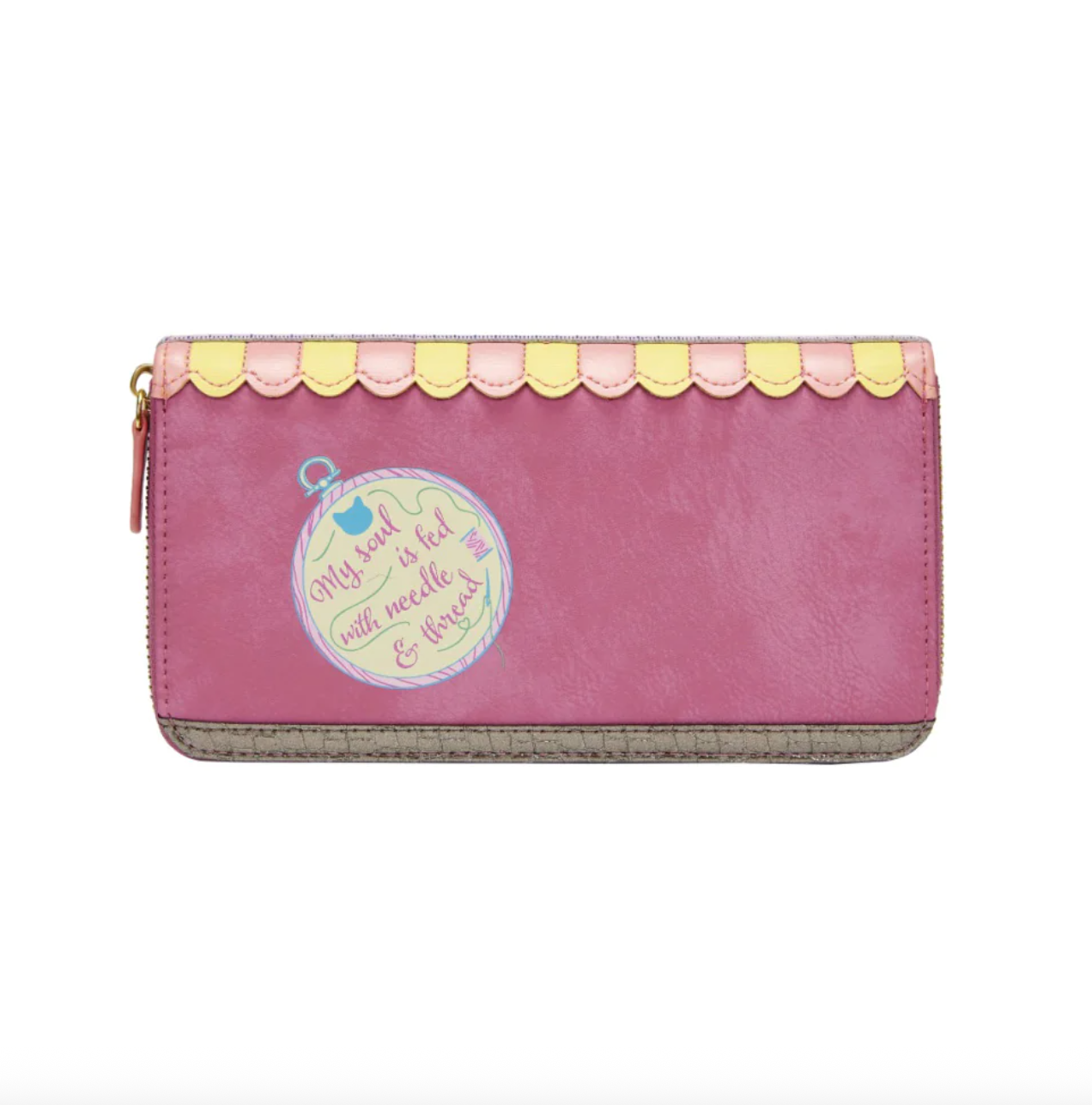 Sewing Shop (Raspberry) ~ Large Ziparound Wallet