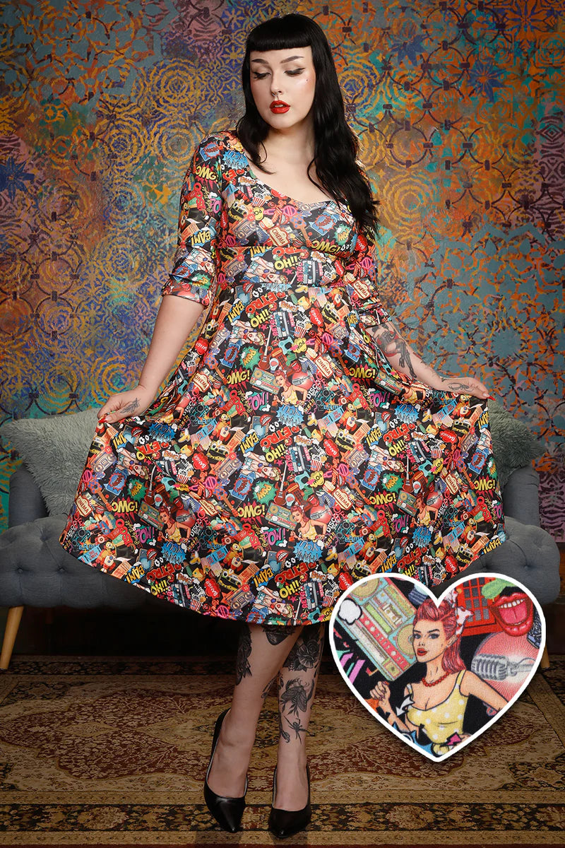 Scarlette Midi Dress ~  Pop Art