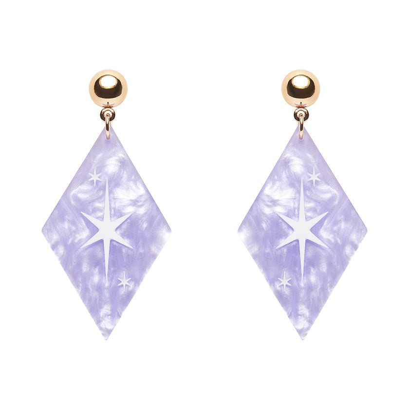 Atomic Diamond Drop Earrings - Lilac - Rockamilly-Jewellery-Vintage