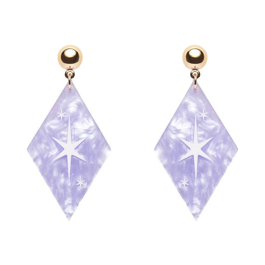 Atomic Diamond Drop Earrings - Lilac - Rockamilly-Jewellery-Vintage