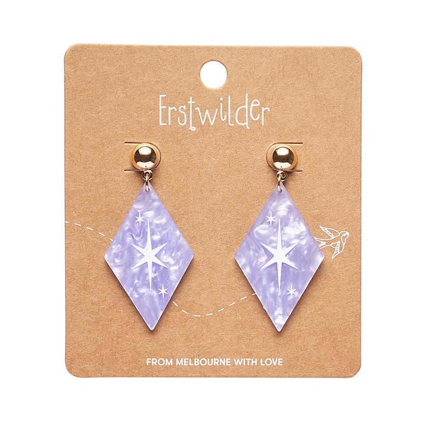 Atomic Diamond Drop Earrings - Lilac - Rockamilly-Jewellery-Vintage