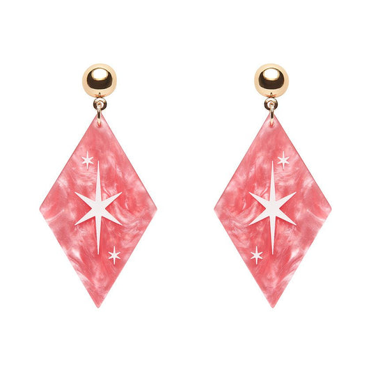 Atomic Diamond Drop Earrings - Pink - Rockamilly-Jewellery-Vintage
