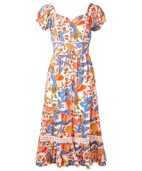 Birds of Paradise Printed Knee Length Dress - Rockamilly - Dresses - Vintage