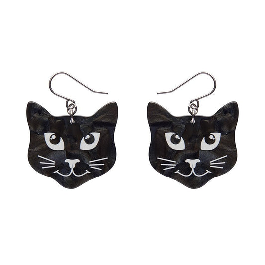 Black Cat Drop Earrings - Black - Rockamilly - Jewellery - Vintage