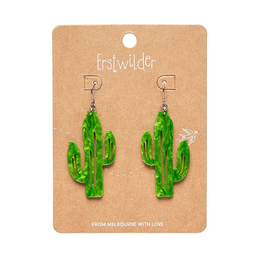 Cactus Drop Earrings - Light Green - Rockamilly-Jewellery-Vintage