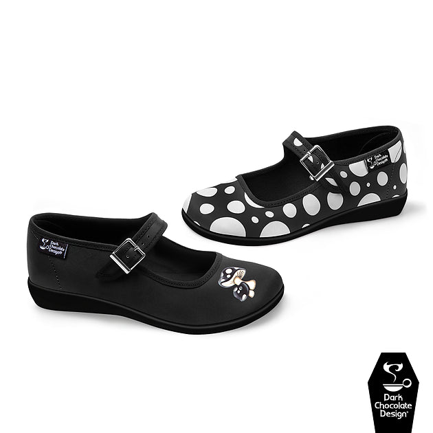 Chocolaticas® Black Moosh Mary Jane Flats - Rockamilly - Shoes - Vintage