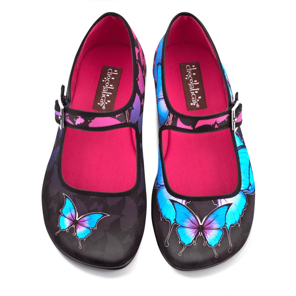 Chocolaticas® Dark Butterfly Mary Jane Flats - Rockamilly - Shoes - Vintage