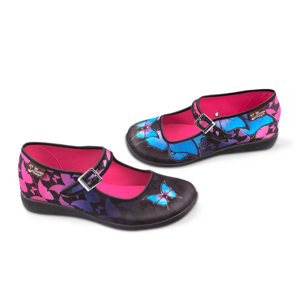 Chocolaticas® Dark Butterfly Mary Jane Flats - Rockamilly - Shoes - Vintage