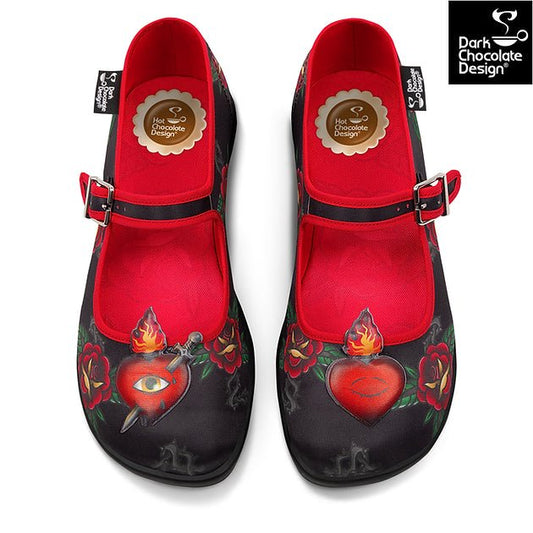 Chocolaticas® Heart Mary Jane Flats - Rockamilly - Shoes - Vintage