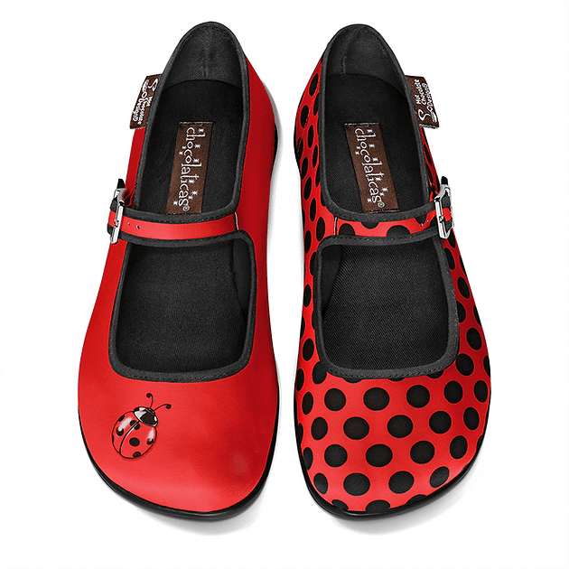 Chocolaticas® Ladybug Mary Jane Flats - Rockamilly - Shoes - Vintage