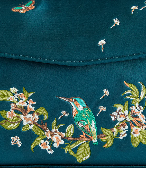 Morning Song Kingfisher Embroidered Tote Bag