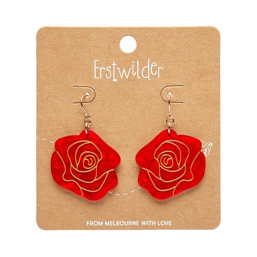 Eternal Rose Drop Earrings - Red - Rockamilly - Jewellery - Vintage