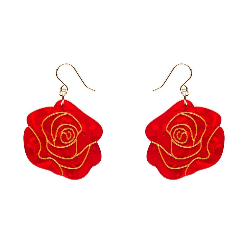 Eternal Rose Drop Earrings - Red - Rockamilly - Jewellery - Vintage