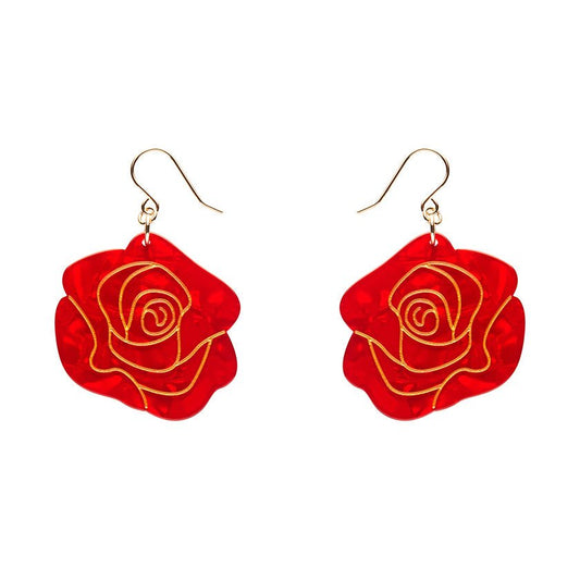 Eternal Rose Drop Earrings - Red - Rockamilly - Jewellery - Vintage