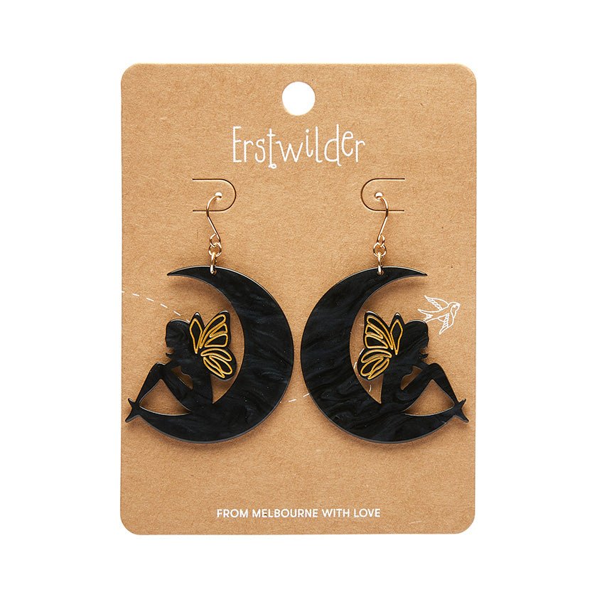 Fairy Moon Drop Earrings - Black - Rockamilly - Jewellery - Vintage