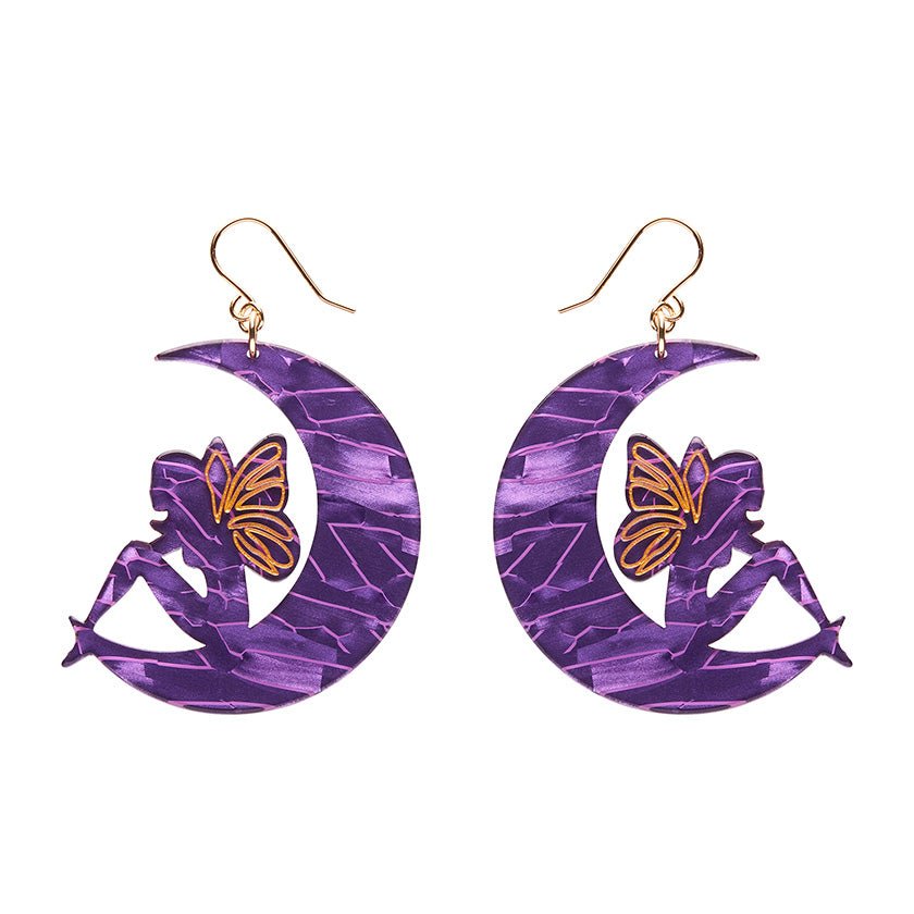 Fairy Moon Drop Earrings - Purple - Rockamilly - Jewellery - Vintage