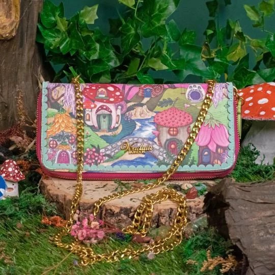 Fairy Village Large Ziparound Crossbody Wallet - Rockamilly-Bags & Purses-Vintage