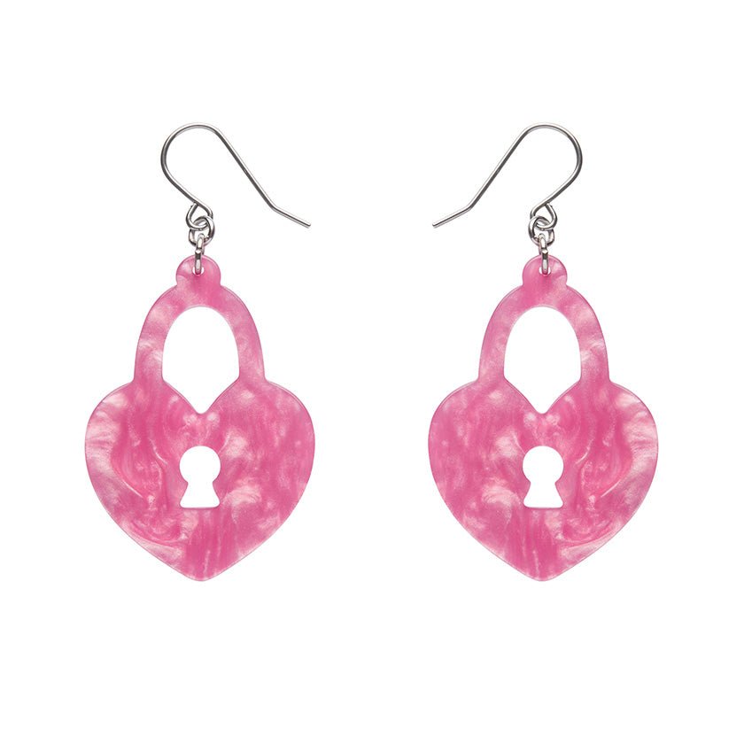 Heart Locket Ripple Drop Earrings - Pink - Rockamilly - Jewellery - Vintage