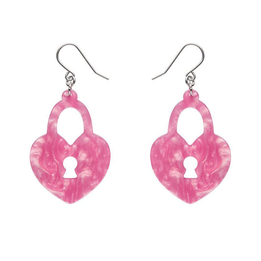 Heart Locket Ripple Drop Earrings - Pink - Rockamilly - Jewellery - Vintage