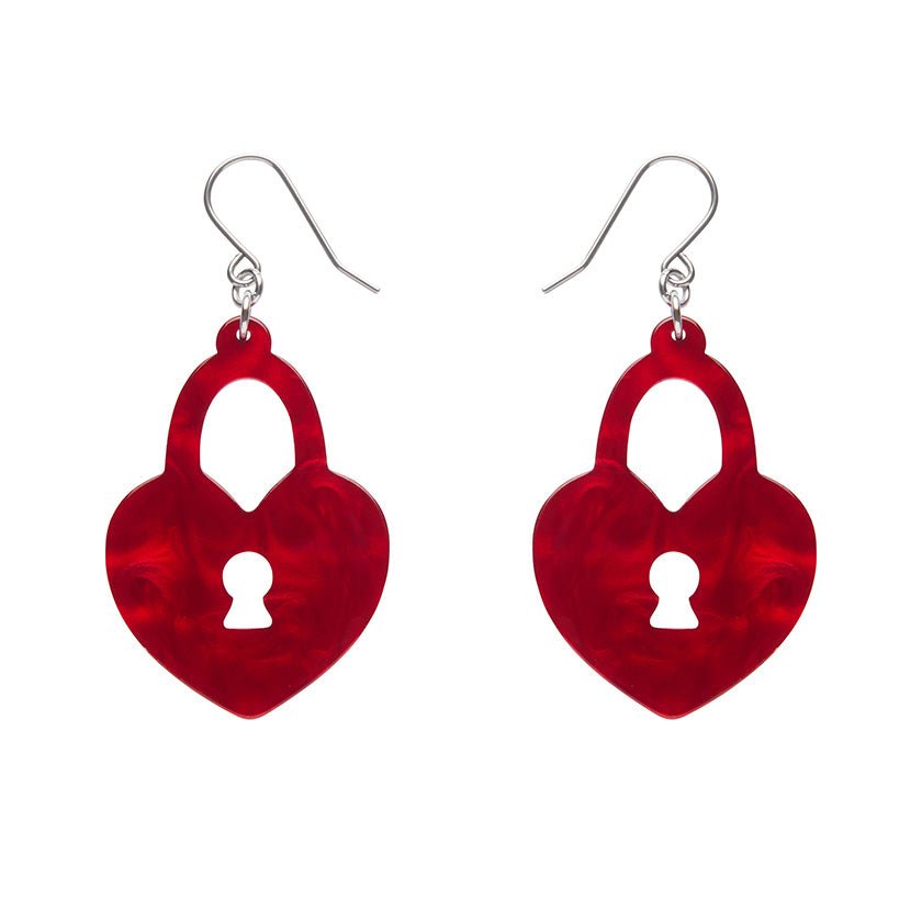 Heart Locket Ripple Drop Earrings - Red - Rockamilly - Jewellery - Vintage